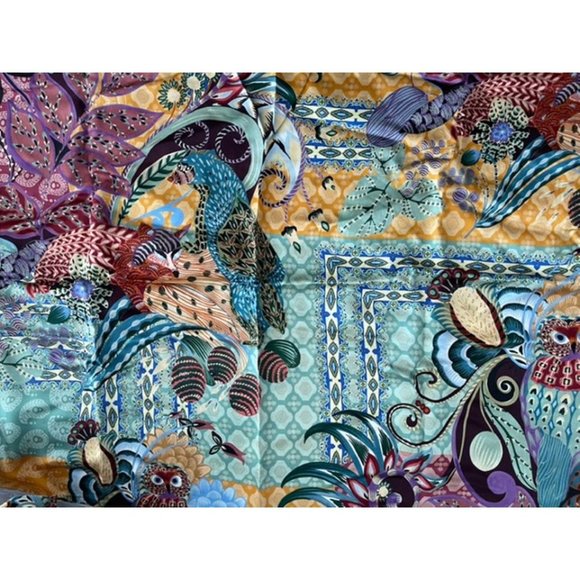 Johnny Was Decklyn Pillow Case Owl Flower Zipper Orange Blue Home 2 pc NEW - Picture 2 of 7